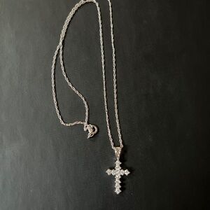 Lord & Taylor Cubic Zirconia Cross Pendant Necklace NWT